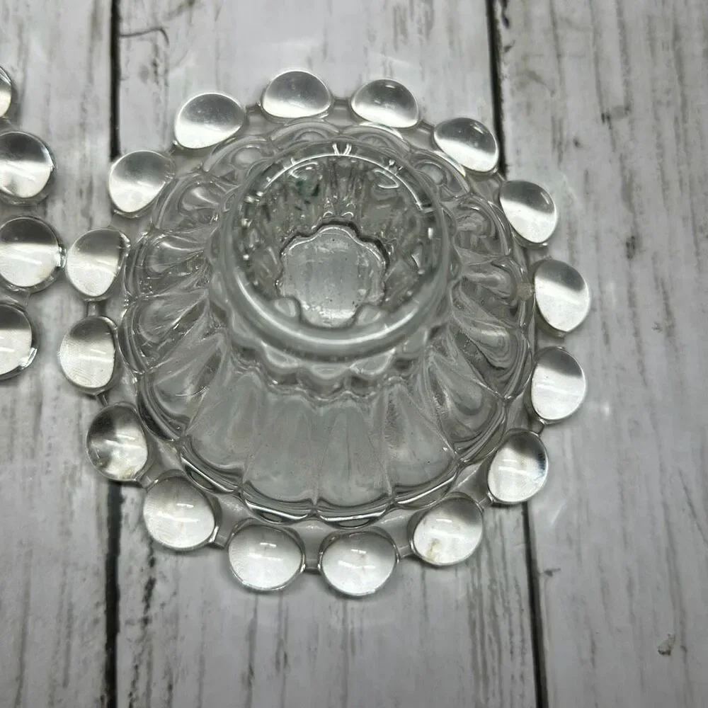 Vintage 1960s Boopie Bubble Glass‎ Candlestick Holder Set